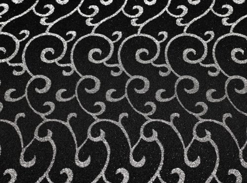 Black and Silver Metallic Swirl Table Linen