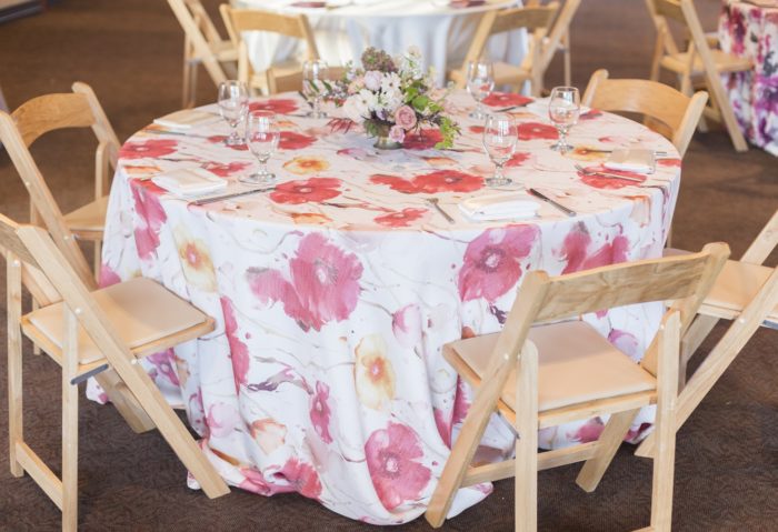 Monet Floor Length Table Linen, Pink Floral Table Cloth