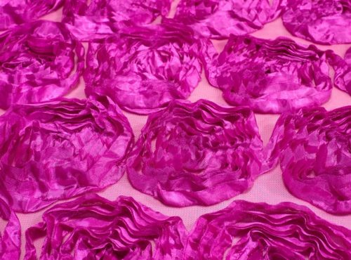 Fuchsia Rosette Table Linen, Pink Rose Table Cloth