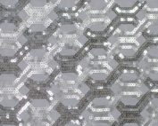 Silver Geometric Sequin Table Linen, Silver and Sheer Sequin Table Cloth