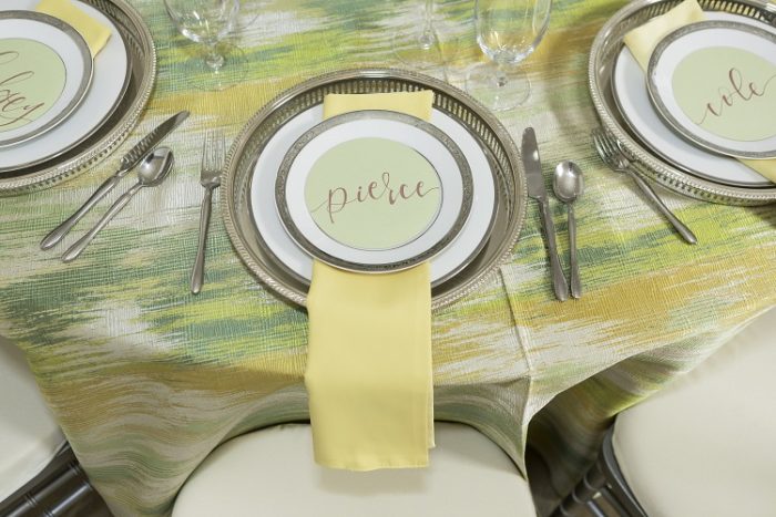 Green Abstract Table Linen, Green and Yellow Table Cloth, Green Pattern Table Cloth